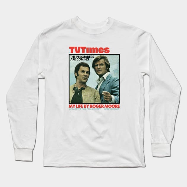 TV Times Tony Curtis Roger Moore Persuaders 1971 Cove Long Sleeve T-Shirt by CelestialCharmCrafts